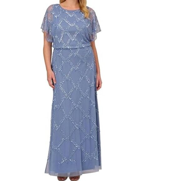 Adrianna Papell French Blue Beaded Blouson Gown Women's Size 4 New with Tags NWT - Picture 13 of 13